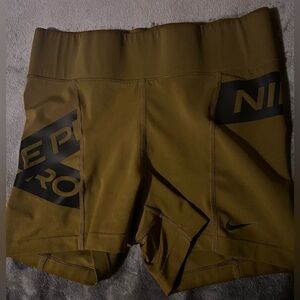 Nike training shorts size small check logo khaki green